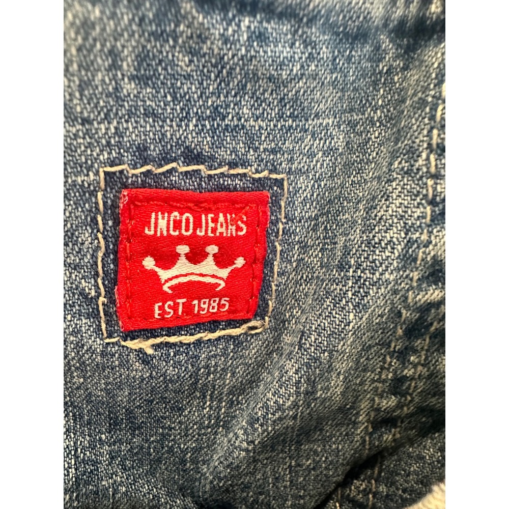 Vintage 90s JNCO Jeans Mens Cobra Snake Embroidered Baggy Denim Shorts size 32 - Picture 3 of 9